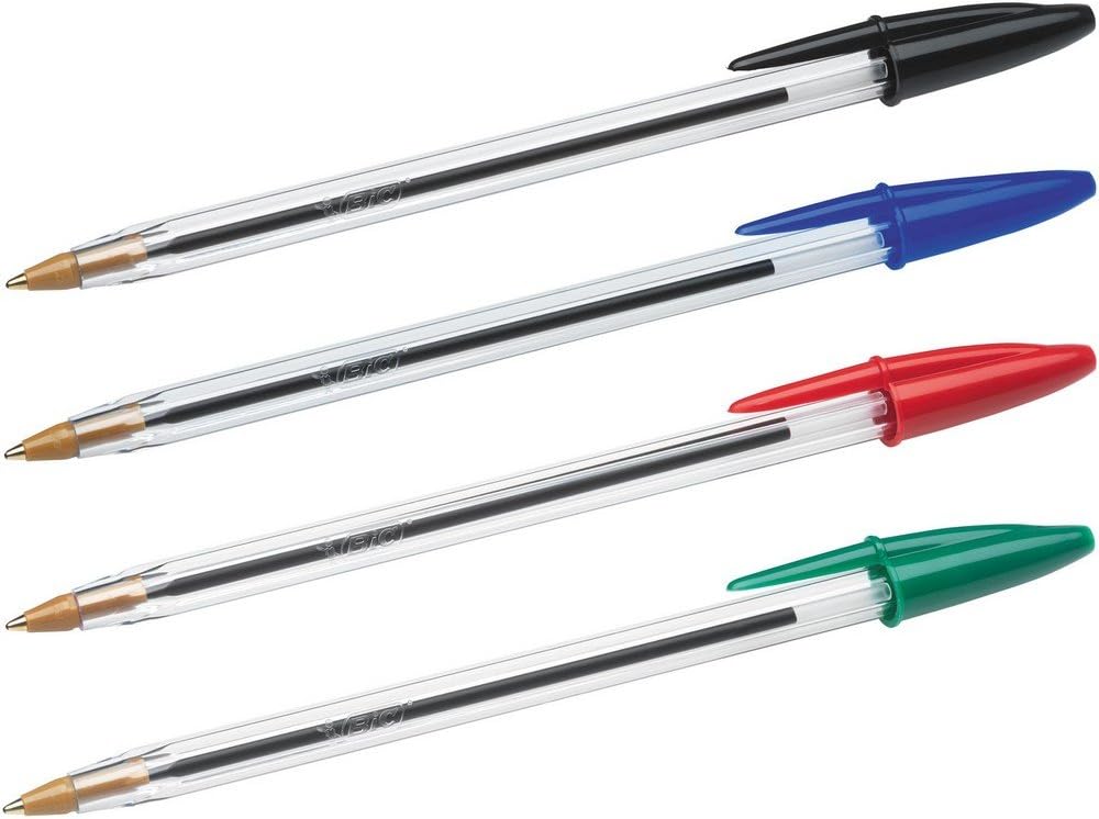 BIC Cristal Original Ballpoint , Comfortable Biro Pens, Medium Point (1.0mm), Assorted Colours, Pack of 10
