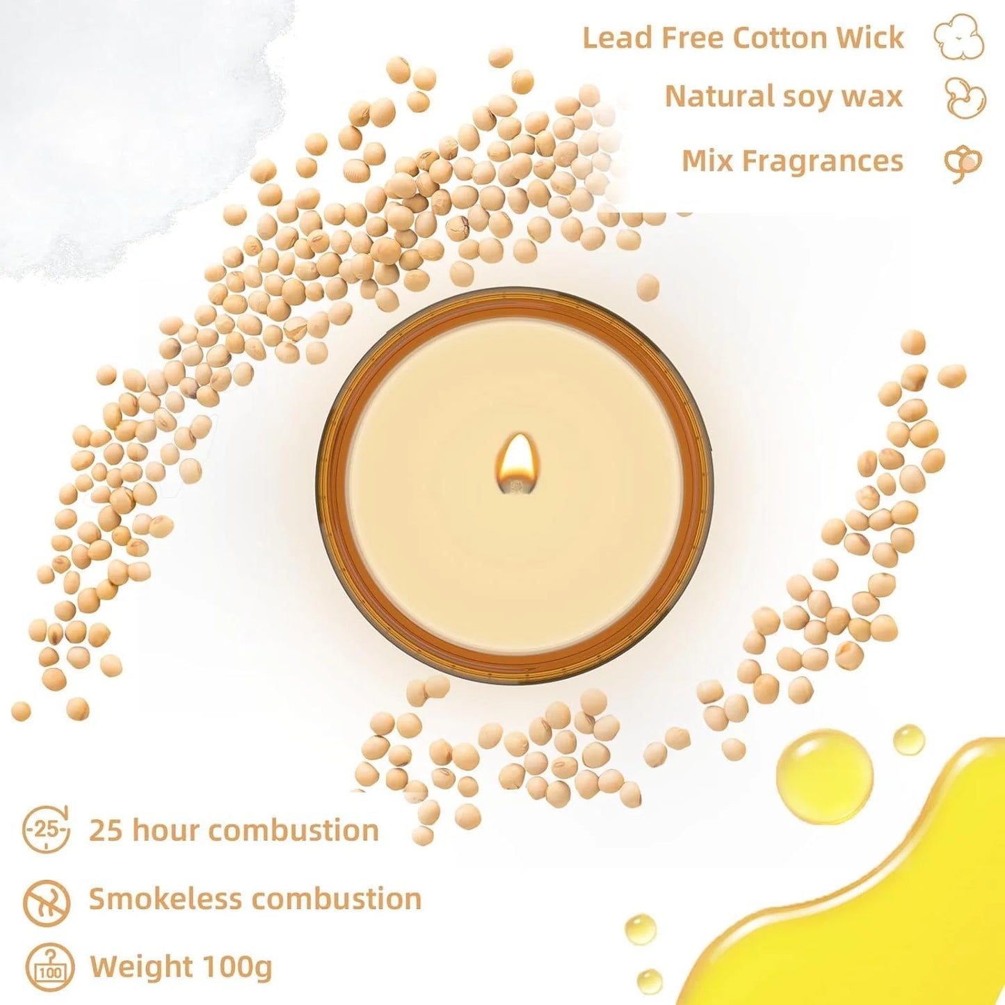 TTRWIN 4-Pack Scented Soy Candles Gift Set, Jasmine, Sandalwood, Fir, Vanilla Scents, Aromatherapy for Christmas & Birthday