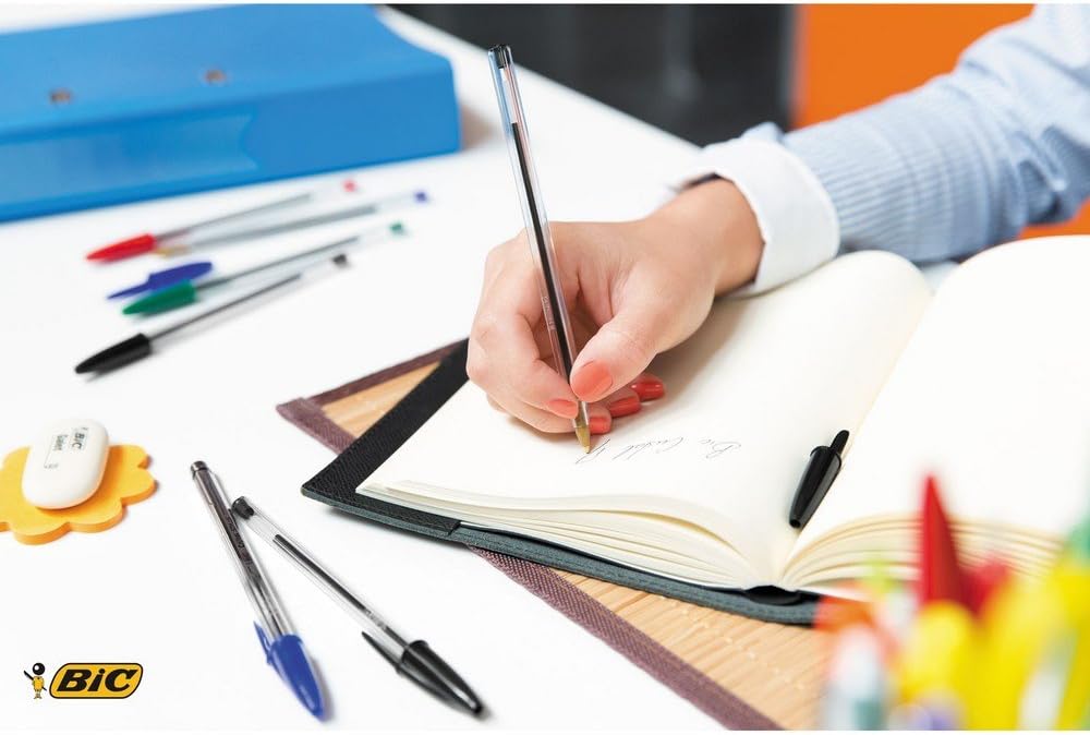 BIC Cristal Original Ballpoint , Comfortable Biro Pens, Medium Point (1.0mm), Assorted Colours, Pack of 10