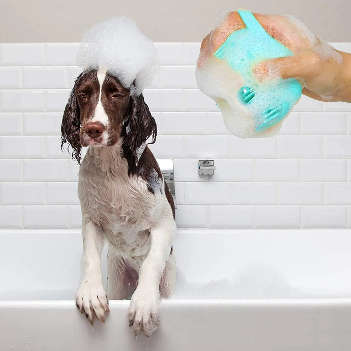 Dog Cat Bath Brush Soft Silicone Dog Rubber Bathing Brush Pet Grooming Shampoo Dispenser Brushes Puppy Cats Shower Hair Fur Grooming Cleaning Scrubber for Short Haired Dogs Cats Shower - Green