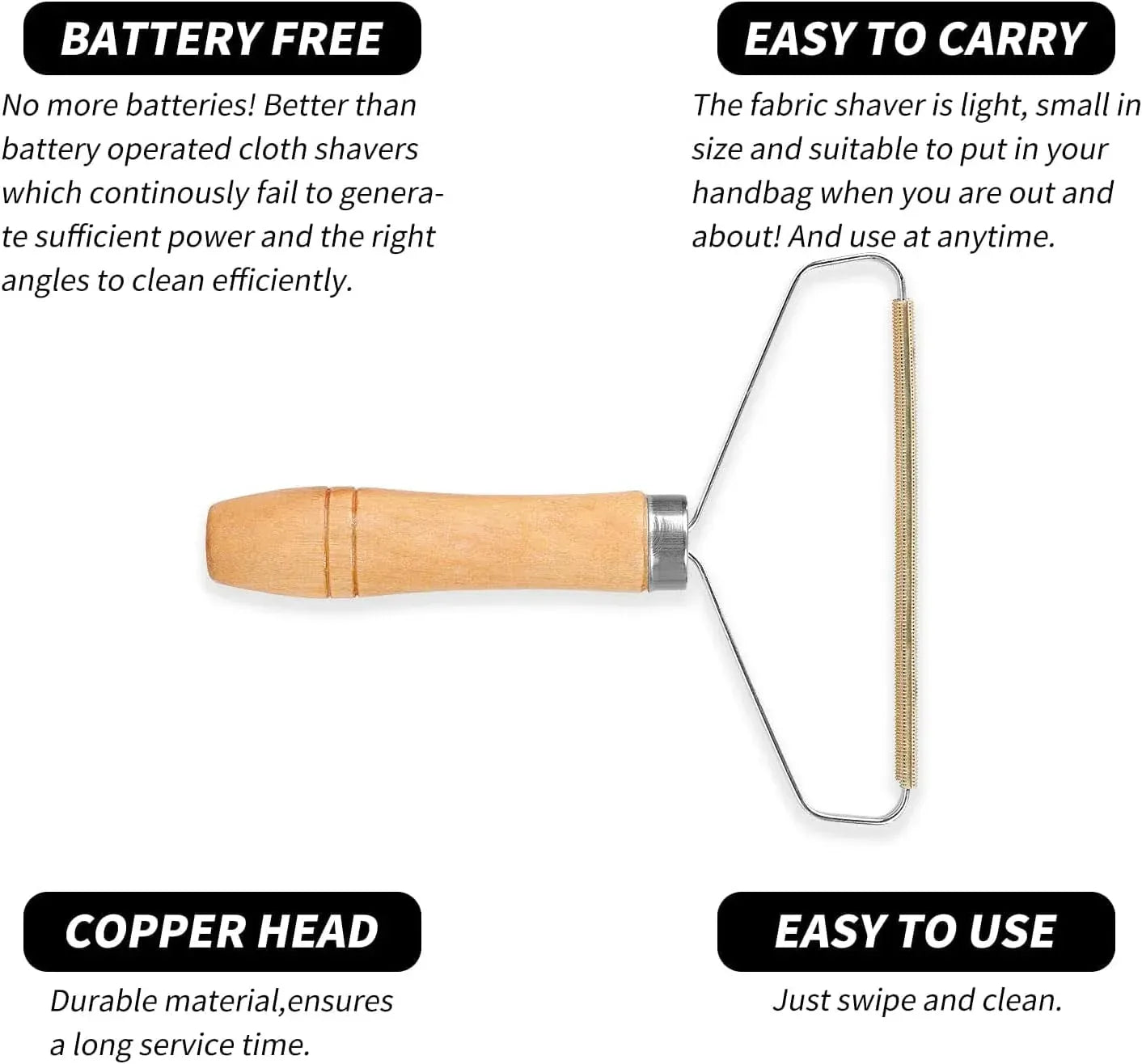 Portable Lint Remover, Reusable Double-Sided Carpet and Clothes Fuzz Shaver, Pet Hair and Dust Remover, 1 Pack