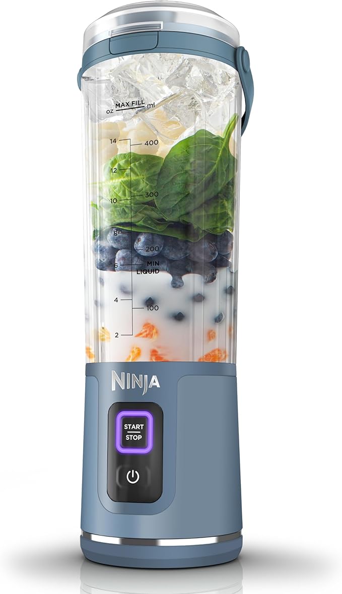 Ninja Blast Portable Blender, 530ml, Cordless Mini Blender with Leakproof Lid and Sip Spout, Denim Blue, BC151UKNV