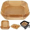BYKITCHEN 50-Pack Square Air Fryer Parchment Paper Liners, Disposable, Greaseproof, Unbleached