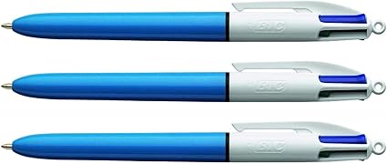 BIC Retractable Ballpoint Pens, 'Original 4 Colours' Multi-coloured Medium Point (1.0mm), Pack of 3