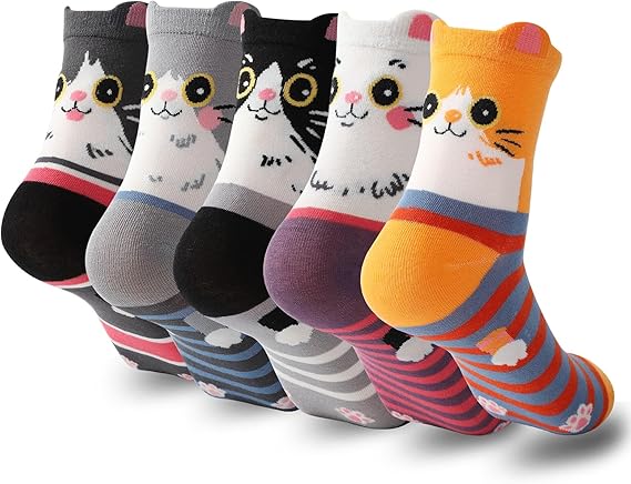 Kyralyn Cat Socks for Women, Cute Animal Christmas Socks, Secret Santa Gift, Stocking Filler for Mum, Girlfriend, Teen & Cat Lovers