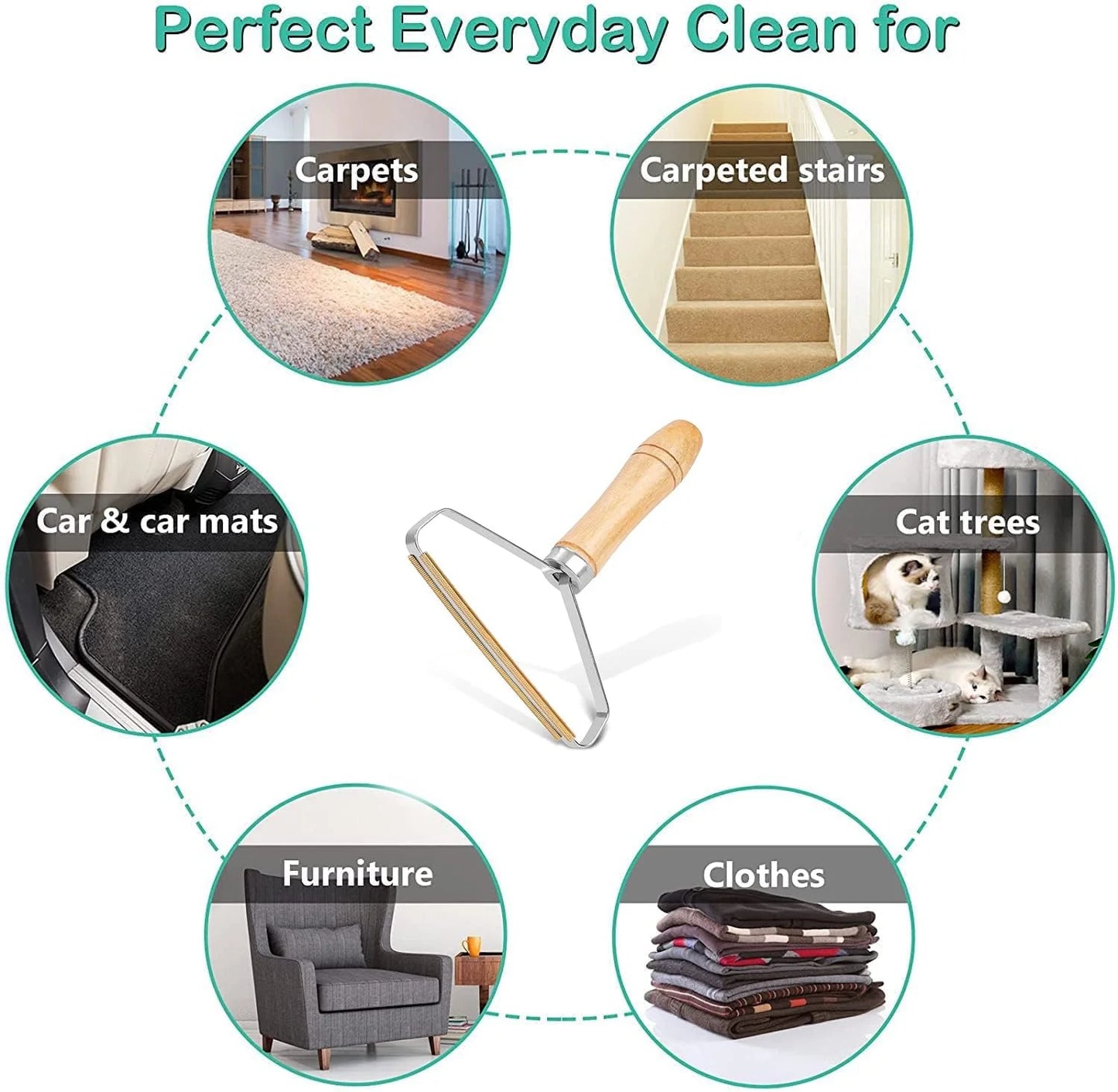 Portable Lint Remover, Reusable Double-Sided Carpet and Clothes Fuzz Shaver, Pet Hair and Dust Remover, 1 Pack