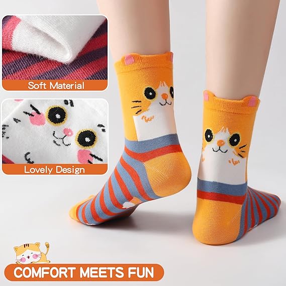 Kyralyn Cat Socks for Women, Cute Animal Christmas Socks, Secret Santa Gift, Stocking Filler for Mum, Girlfriend, Teen & Cat Lovers