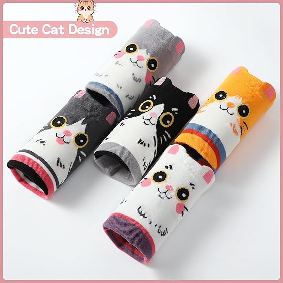 Kyralyn Cat Socks for Women, Cute Animal Christmas Socks, Secret Santa Gift, Stocking Filler for Mum, Girlfriend, Teen & Cat Lovers