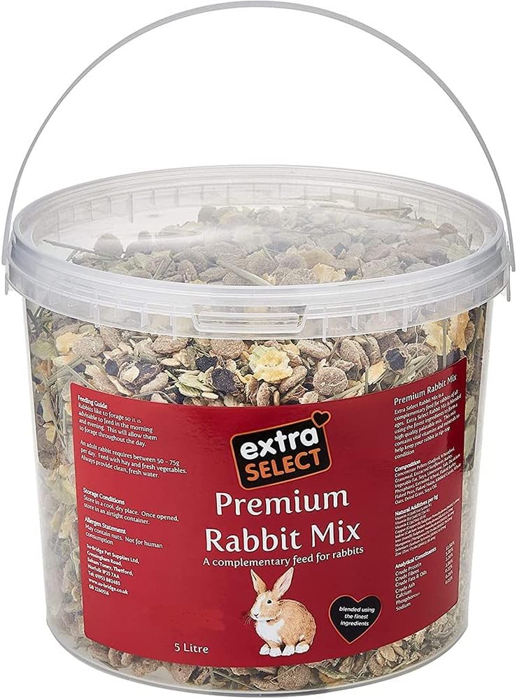 Extra Select Premium Rabbit Mix Bucket 5L - Balanced Complementary Feed with Pellets, Forage, Vitamins & Minerals (Packaging may vary)