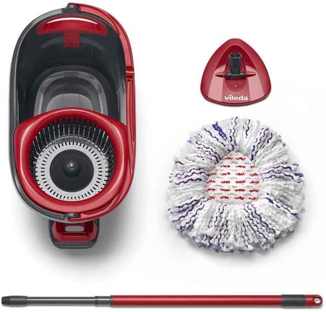 Vileda Turbo 3 in 1 with Microfibre Pad, Spin Mop For Cleaning Floors, Set Of 1x Mop And 1x Bucket