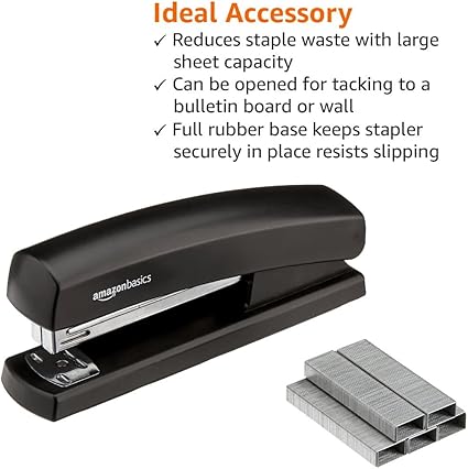 Amazon Basics Stapler with 1000 Staples, Matte Black