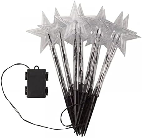 Marco Paul Set of 8 Christmas Star Stake Lights, 40 LED Battery Operated Outdoor Pathway Decorations for Garden and Lawn (35cm)