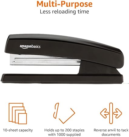 Amazon Basics Stapler with 1000 Staples, Matte Black