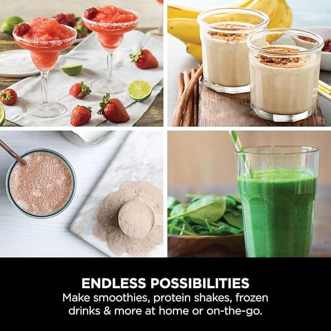 Ninja Blast Portable Blender, 530ml, Cordless Mini Blender with Leakproof Lid and Sip Spout, Denim Blue, BC151UKNV