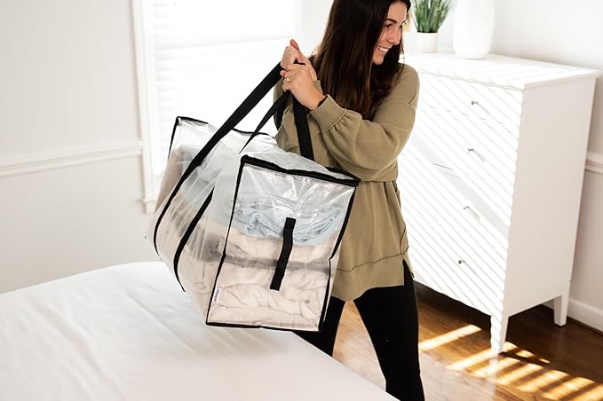 ClearSpace Large Moving and Storage Bags, 6-Pack Heavy-Duty Oversized Packing Bags with Backpack Straps, Zippers, and Handles