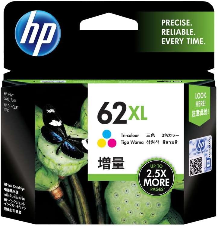 HP N9J71AE 62 Original Ink Cartridges, Black and Tri-color, Multipack, 2 Count (Pack of 1)