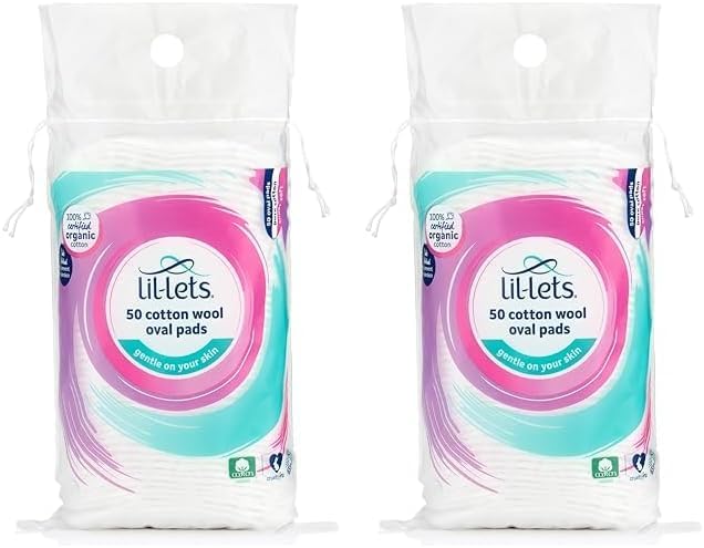 Lil-Lets Cotton Wool Round Pads, 200 Count, Certified Organic, 100% Pure Cotton Wool, Soft and Absorbent, Gentle on Skin, Dermatologically Tested, Bulk Pack