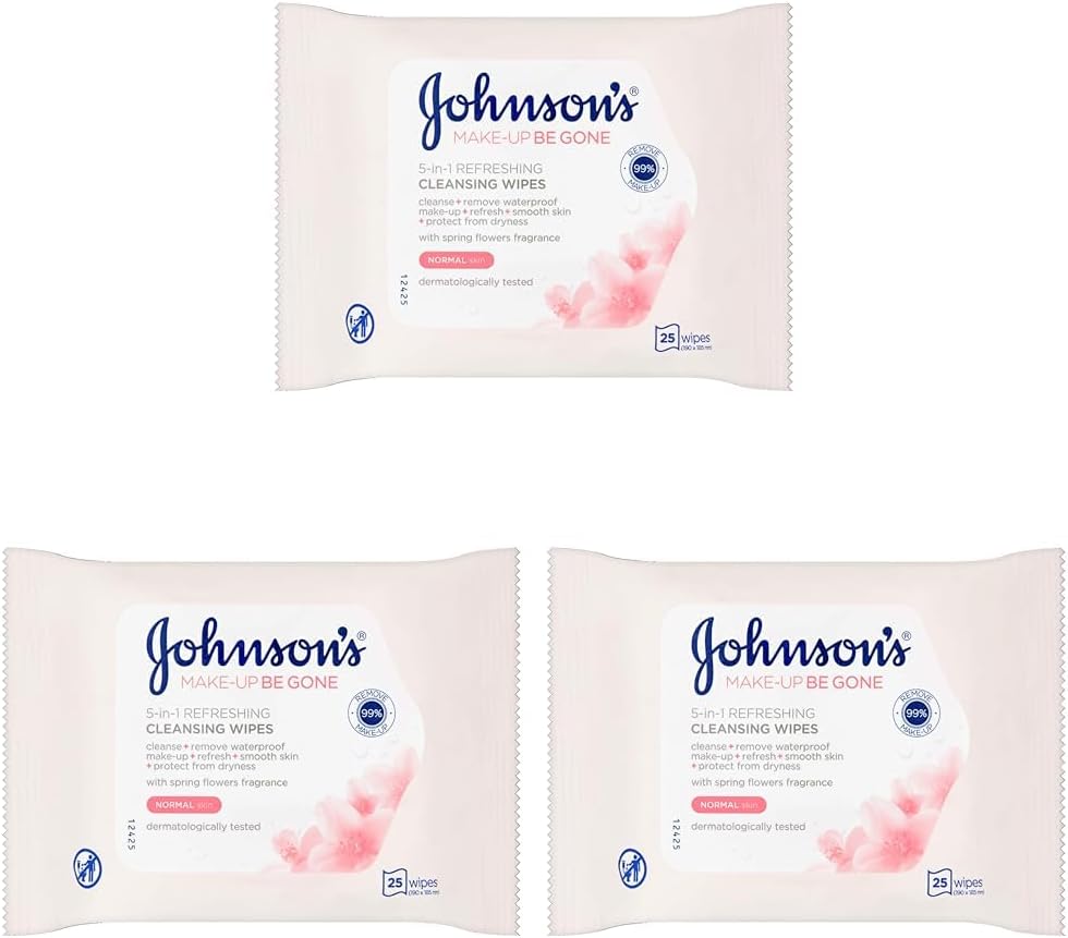 Johnson's Face Care Make Up Be Gone Refreshing Wipes - Pack of 25