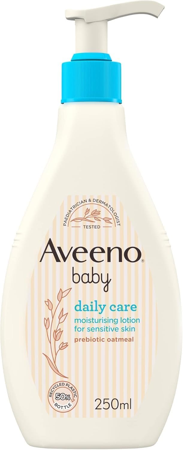 "Aveeno Baby Daily Care Moisturising Lotion, 250ml – Fast-Absorbing Face and Body Lotion with Prebiotic Colloidal Oatmeal for Sensitive Skin"