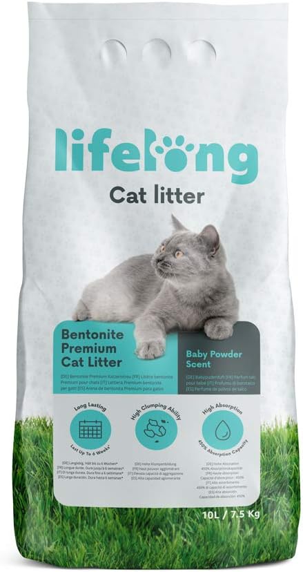 Bentonite Premium Cat Litter Baby Powder Scent, 10L (Pack of 1)
