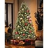 Pre-Lit 6ft Artificial Christmas Tree, Slim PVC Xmas Tree with 1400 Branch Tips, 350 Multicolour LED Lights and 9 Lighting Modes for Holiday Decoration
