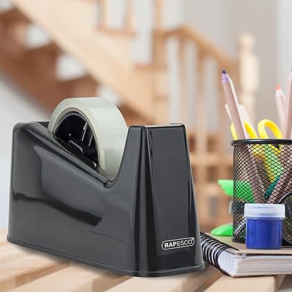 Rapesco 1540 Heavy Duty Tape Dispenser with 2 Rolls, Black