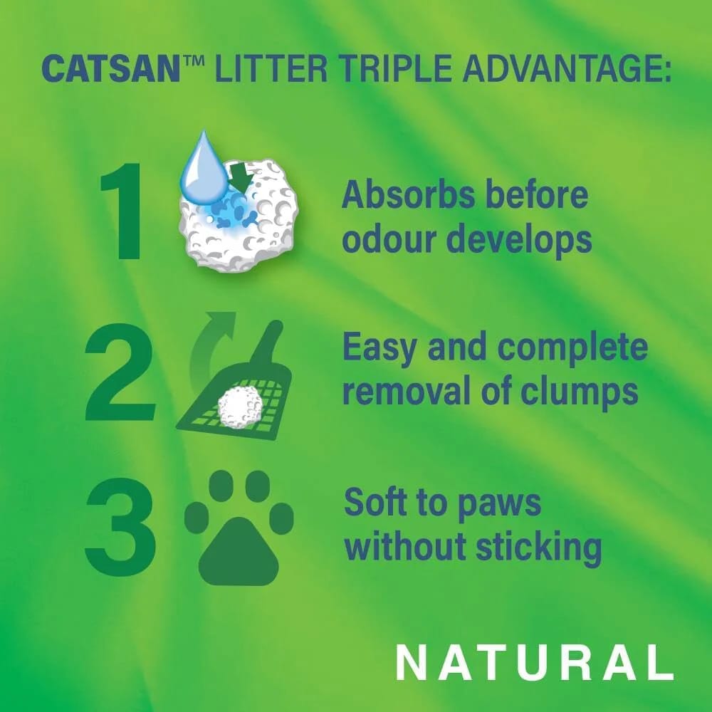 CATSAN - Natural Clumping Cat Litter - 20 L - Biodegradable Extra Absorbent - No Smell - Bulk Cat Litter
