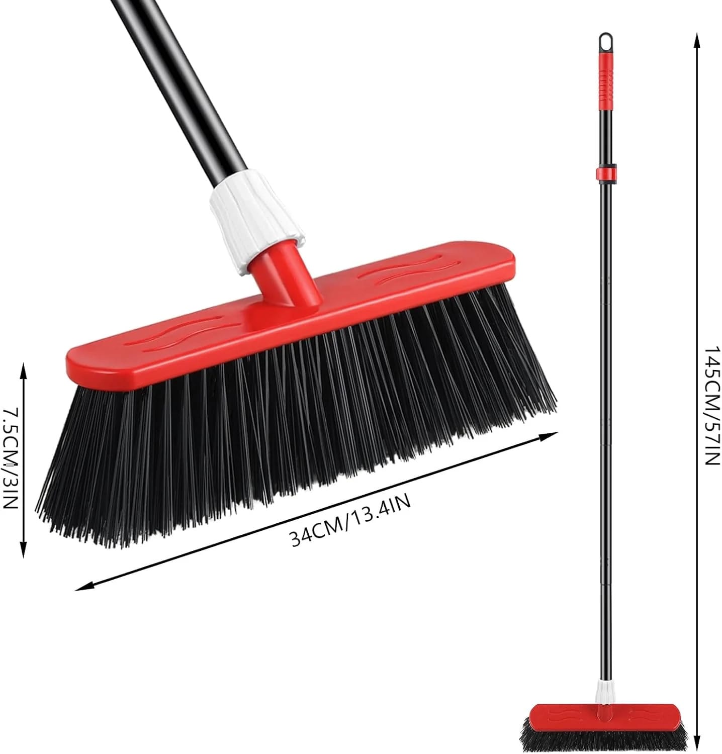 Mitclear Yard Broom Heavy Duty with Long Handle(57IN), Garden Brush with Stiff Bristles, Outdoor Sweeping Broom for Cleaning Gardens Yards Decking Pathways Driveways
