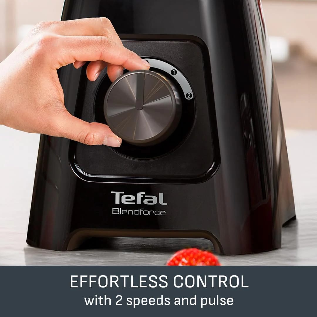 Tefal Blendforce II Blender, 2L Plastic Jug, 600W, 4 Stainless Steel Blades, 2 Speeds + Pulse, Black, BL420840