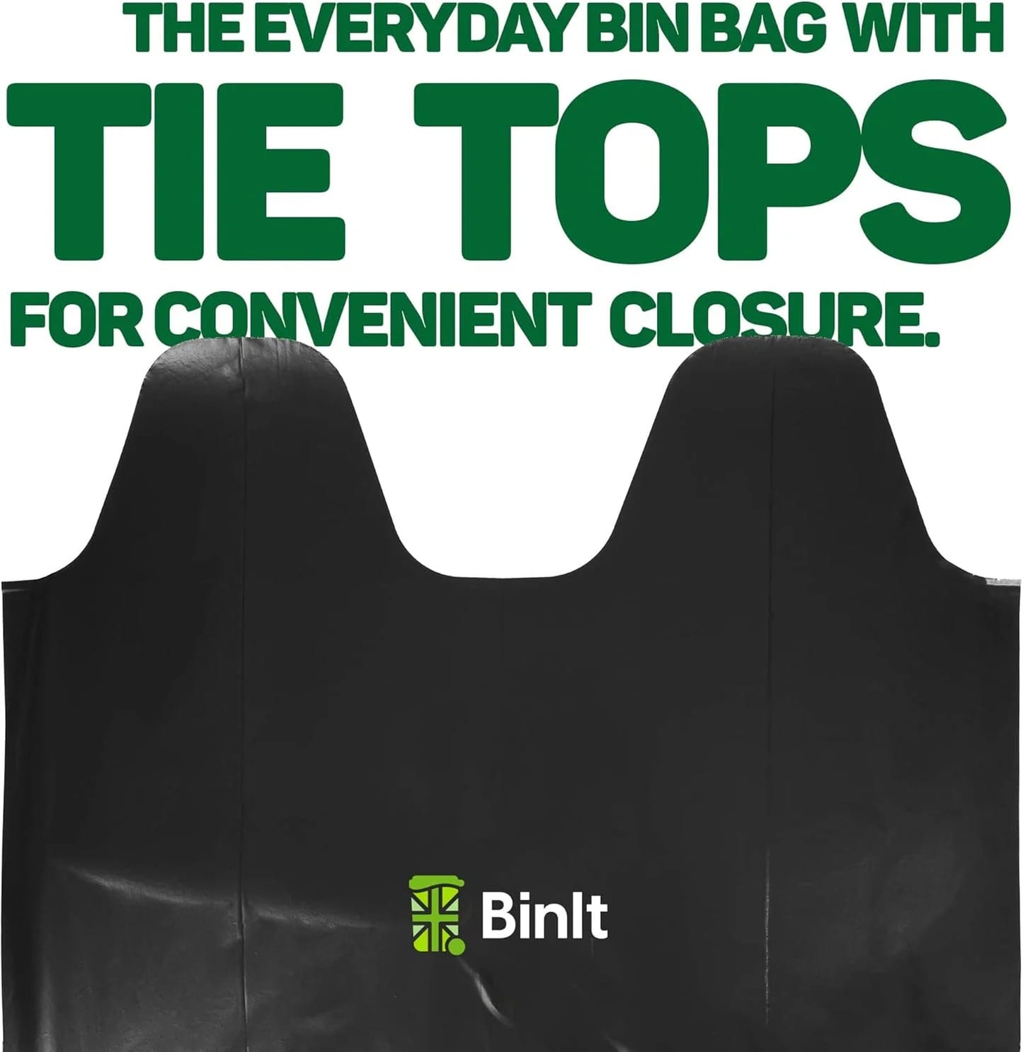 BIN IT 40 Tie Top, Everyday Refuse Sacks, Bin Bags, Bin Liners, 70 Litre, Recycled, Strong, Tear Resistant, 30 μm, Perfect for Every Day Use, Household, Office, Kitchen & Caterers