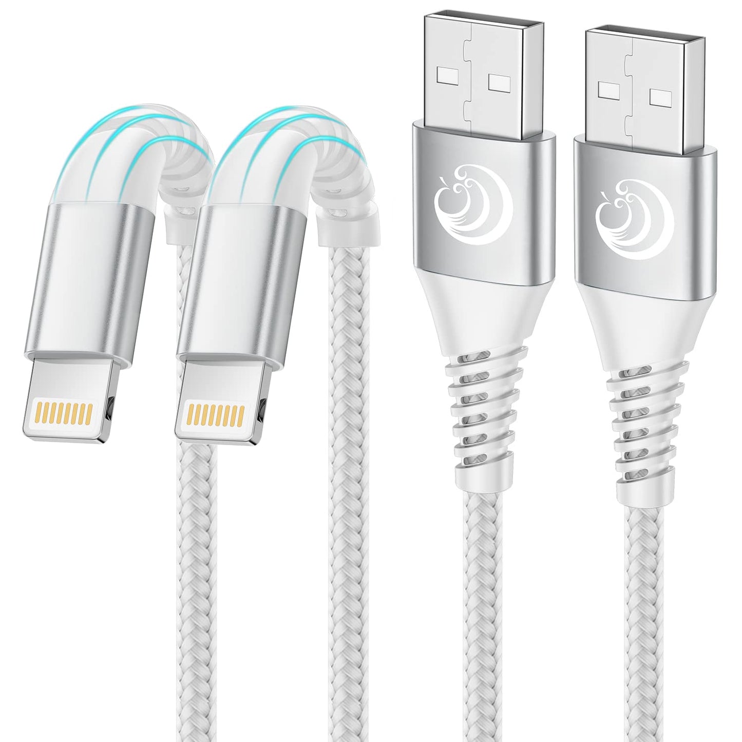 2Pack 2M iPhone Charger Cable, MFi Certified Lightning Cable Fast Charging Braided iPhone Charger Fast Charge USB Charging Lead for Phone 14 13 12 11 Pro Max XS XR X 8 7 6 Plus 5 SE, iPad and iPod