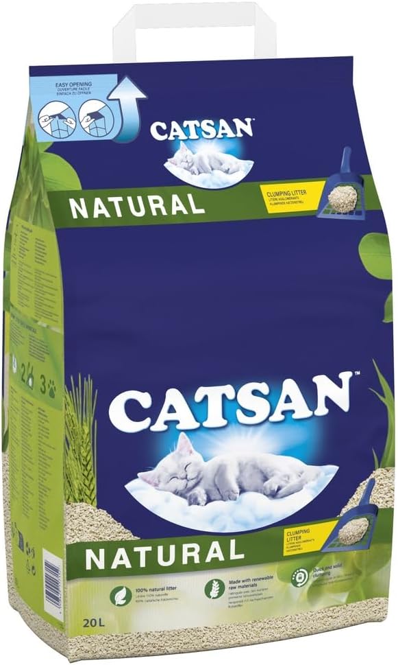 CATSAN - Natural Clumping Cat Litter - 20 L - Biodegradable Extra Absorbent - No Smell - Bulk Cat Litter