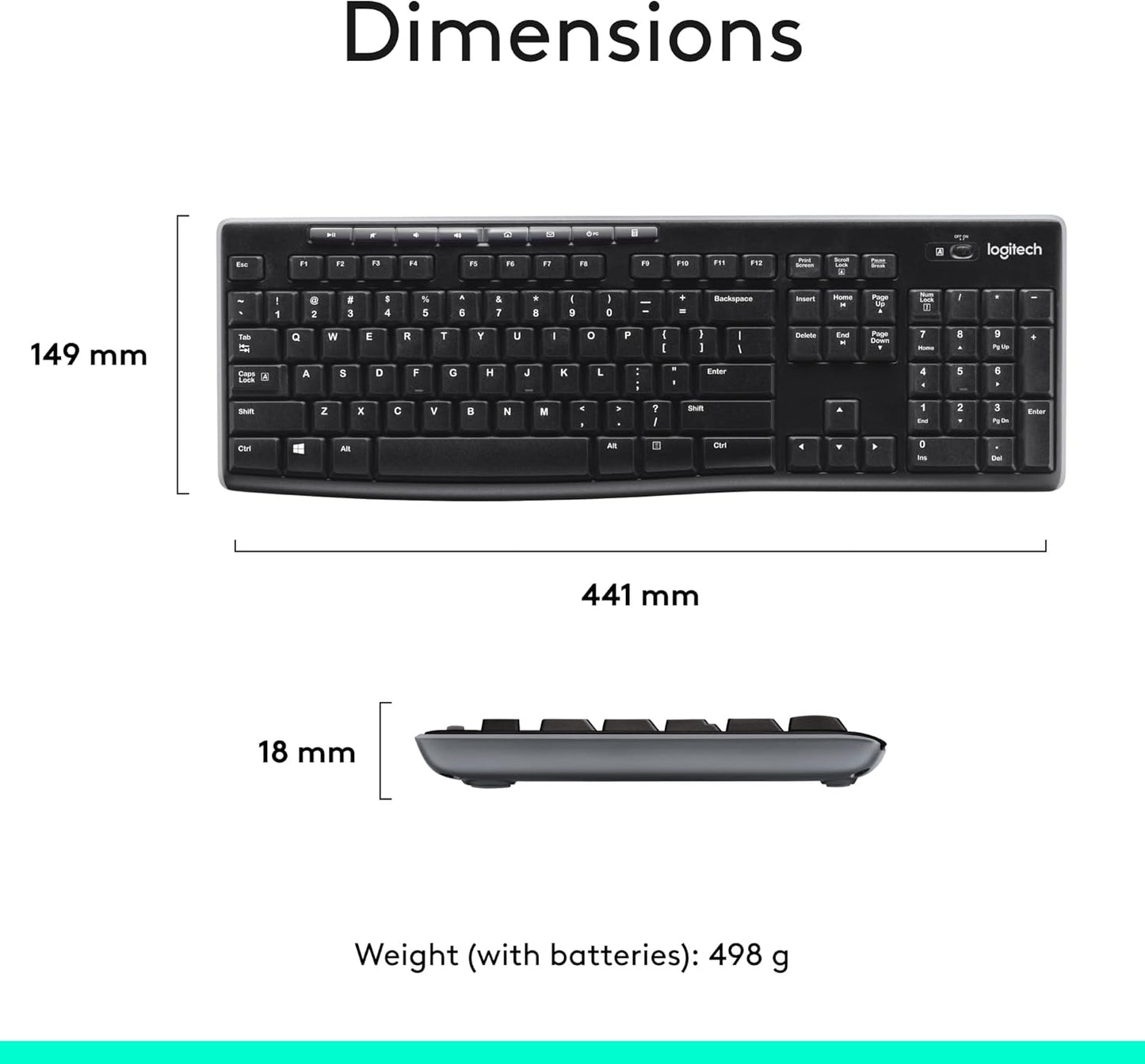 Logitech MK270 Wireless Keyboard and Mouse Combo for Windows, 2.4 GHz Wireless, Compact Mouse, 8 Multimedia and Shortcut Keys, 2-Year Battery Life, for PC, Laptop, QWERTY UK English Layout - Black