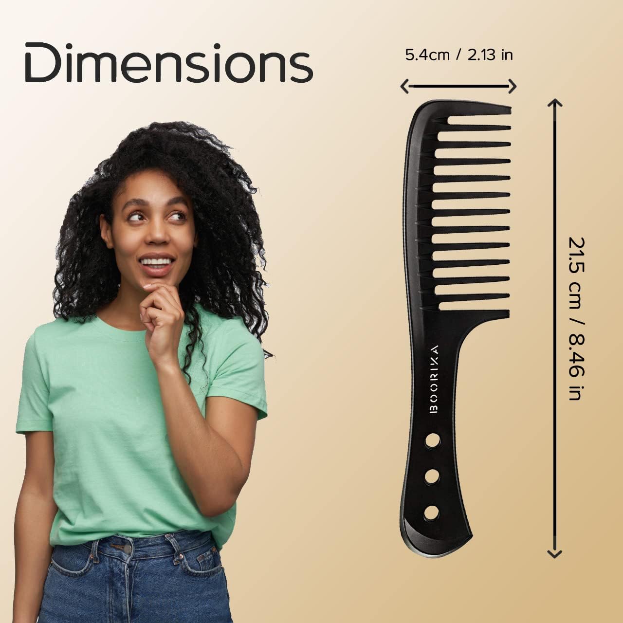 Wide-Tooth Comb – Smooth, Sturdy, and Anti-Static Comb for Long, Wet, or Curly Hair – Perfect for Defining and Detangling Curls