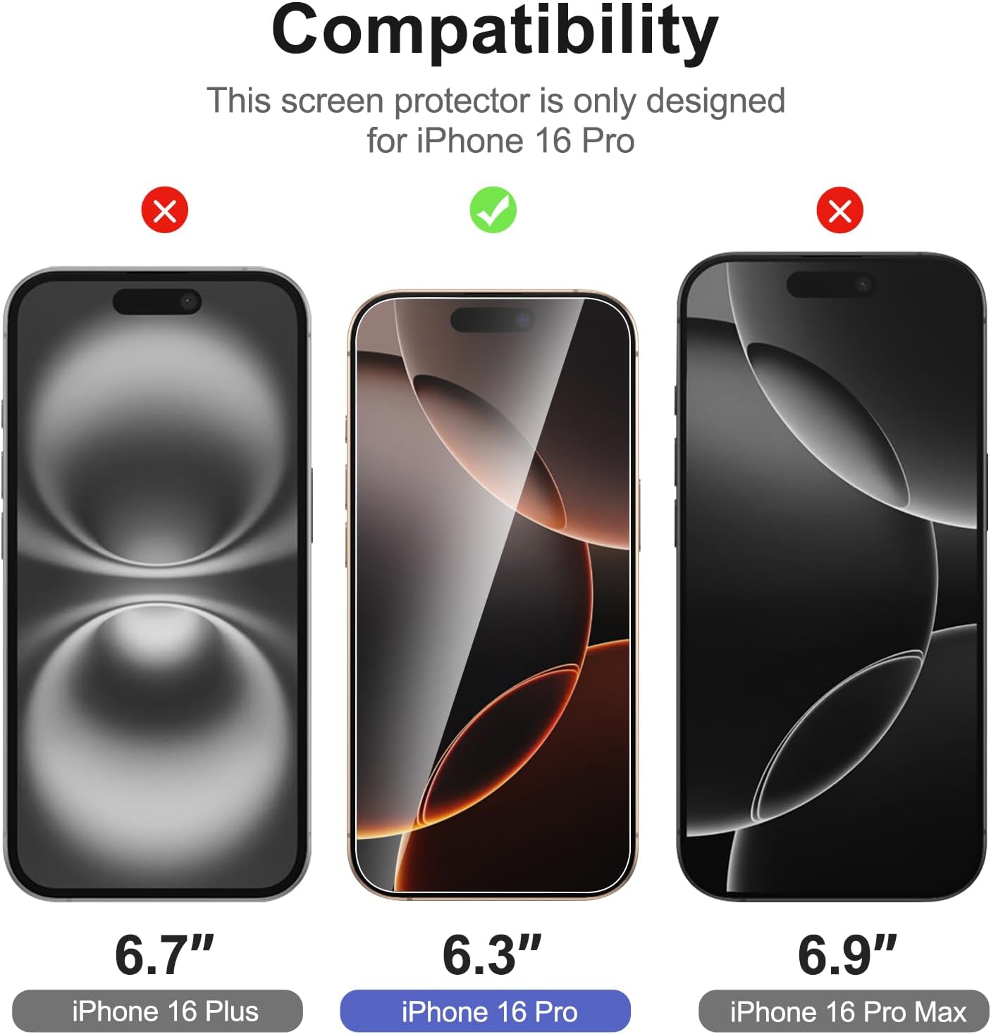 NEW'C 3 Pack Designed for iPhone 17, 17 Pro, iPhone 16 Pro Screen Protector (6.3 inches), Enhanced Tempered Glass Protection with easy installation tool included,Case Friendly Ultra Resistant