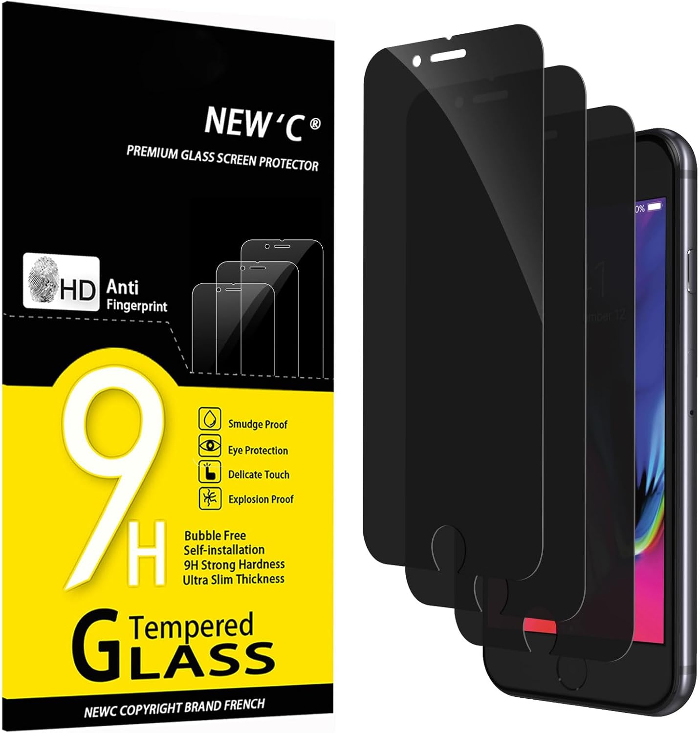 NEW'C 3 Pack Designed for iPhone 17, 17 Pro, iPhone 16 Pro Screen Protector (6.3 inches), Enhanced Tempered Glass Protection with easy installation tool included,Case Friendly Ultra Resistant