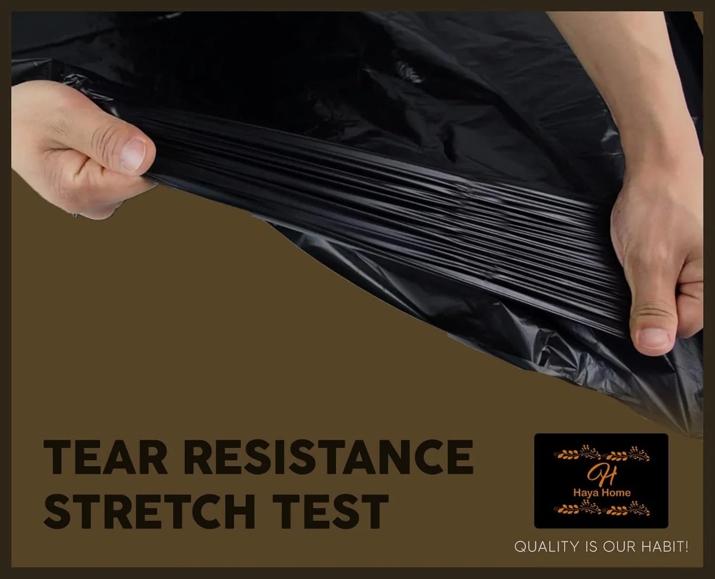 Haya Home 50 Black Plastic Bin Bags Liners, Refuse Sacks Pack of 50 X 1 Heavy Duty Waste Dustbin roll 100L for Kitchen Office DIY Garden Made from 100% Recycled Material