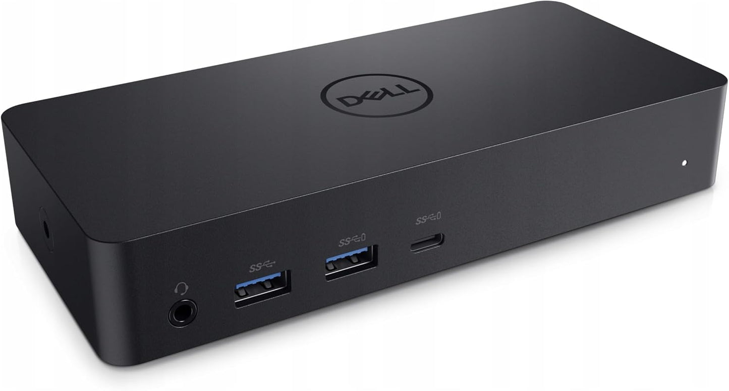 Dell D6000 USB-C Triple Docking Station, Up to Three 4K Displays, UHD 5K, USB 3.0, Gigabit Ethernet, 130-Watt AC Adapter, Charges Laptop Up to 65W