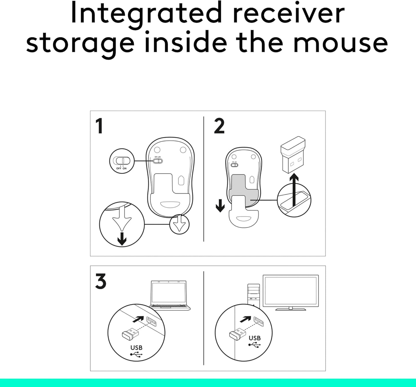 Logitech M185 Wireless Mouse, 2.4GHz with USB Mini Receiver, 12-Month Battery Life, 1000 DPI Optical Tracking, Ambidextrous, Compatible with PC, Mac, Laptop - Grey