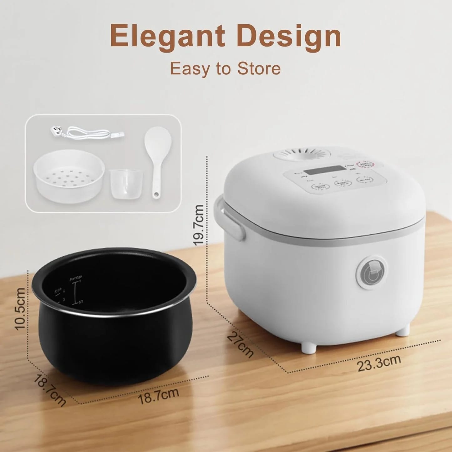 Bear 6 Multifunctional 4 Cups(Uncooked) Rice Cooker with Steamer for 1-4 People, Perfect for White/Brown Rice, Porridge, and Soup, White Rice Cooker
