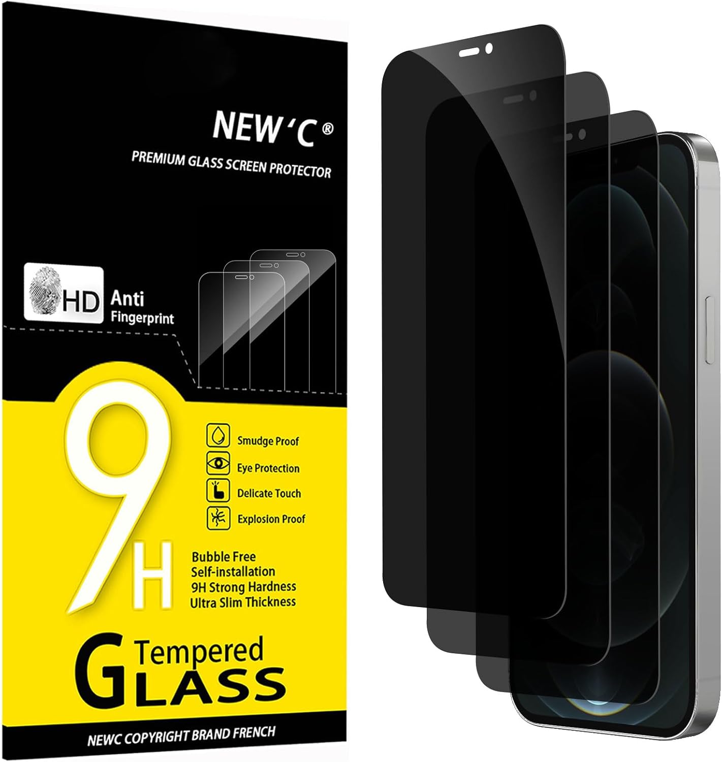 NEW'C 3 Pack Designed for iPhone 17, 17 Pro, iPhone 16 Pro Screen Protector (6.3 inches), Enhanced Tempered Glass Protection with easy installation tool included,Case Friendly Ultra Resistant