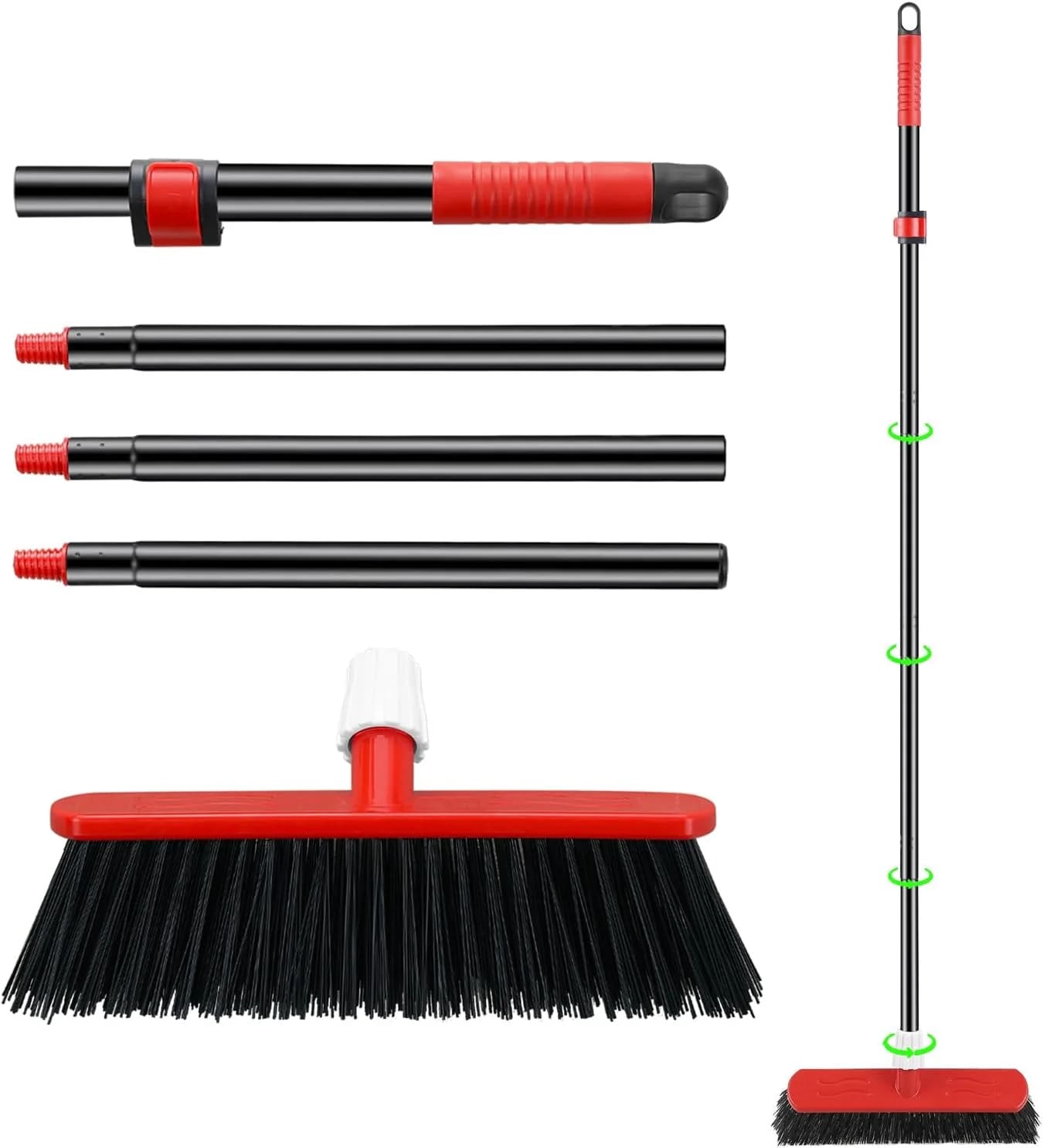 Mitclear Yard Broom Heavy Duty with Long Handle(57IN), Garden Brush with Stiff Bristles, Outdoor Sweeping Broom for Cleaning Gardens Yards Decking Pathways Driveways