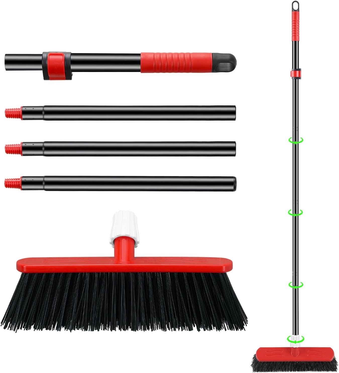 Mitclear Yard Broom Heavy Duty with Long Handle(57IN), Garden Brush with Stiff Bristles, Outdoor Sweeping Broom for Cleaning Gardens Yards Decking Pathways Driveways