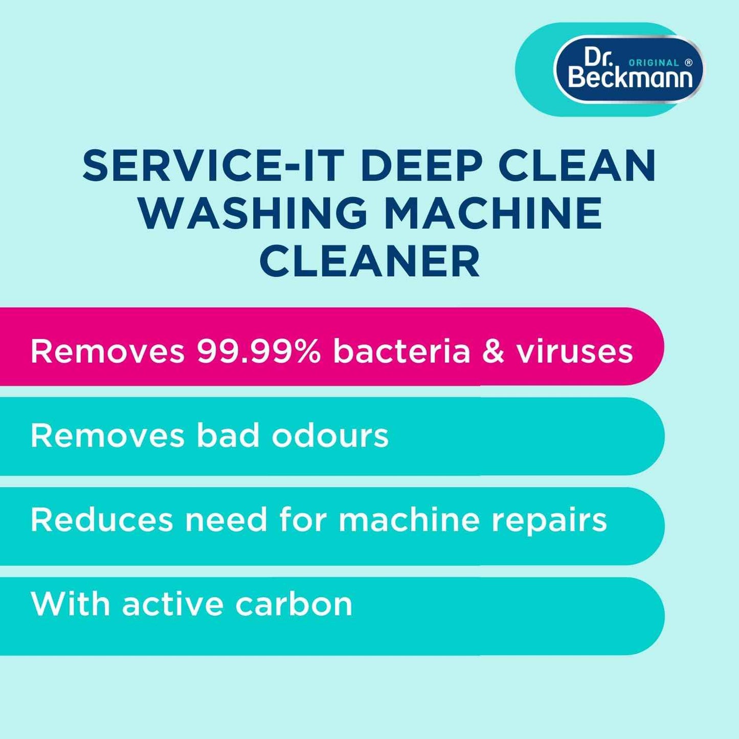 "Dr. Beckmann Service-it Deep Clean Washing Machine Cleaner | Removes 99,99 % of bacteria and fungi and viruses | eliminates bad odours | 250 g"