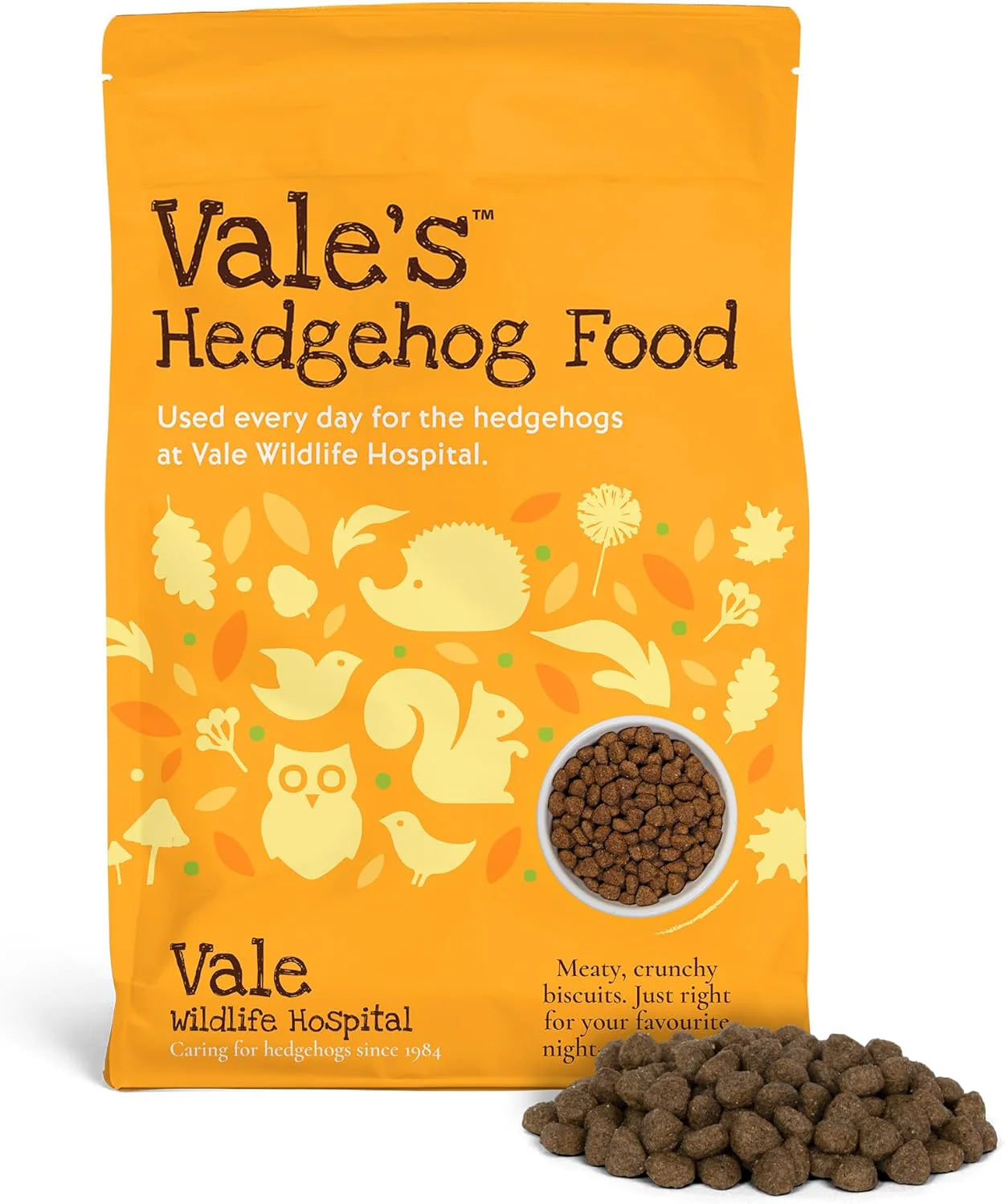 Vale’s Hedgehog Food, 1.5kg, Meaty Crunchy Biscuits High in Fibre, Suitable and Nutritious for Hedgehogs