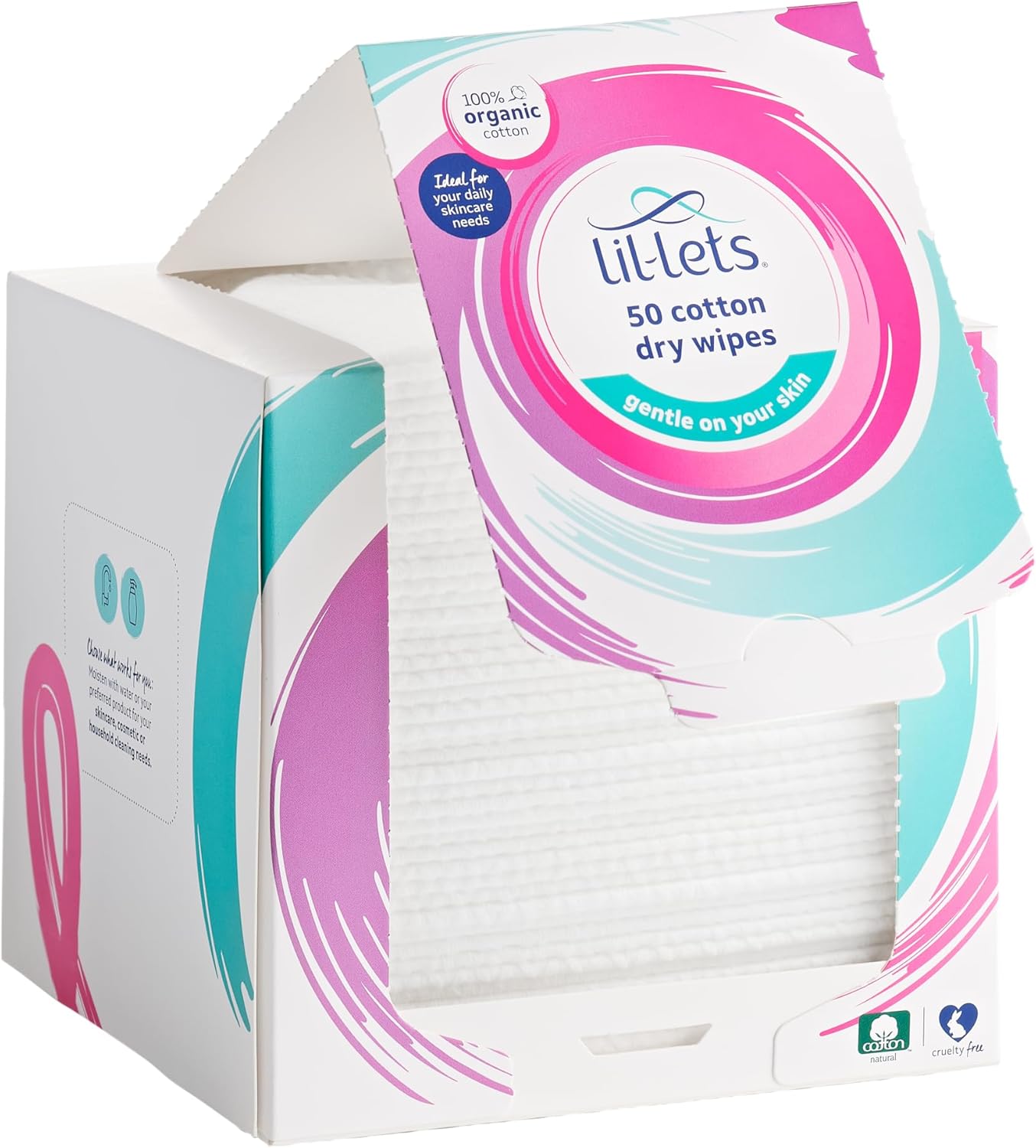 Lil-Lets Cotton Wool Round Pads, 200 Count, Certified Organic, 100% Pure Cotton Wool, Soft and Absorbent, Gentle on Skin, Dermatologically Tested, Bulk Pack