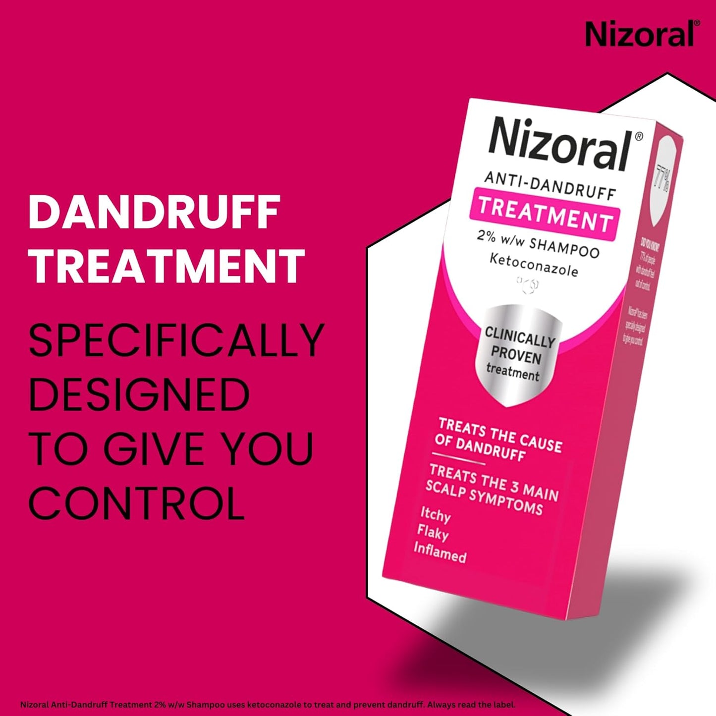 Nizoral Anti-Dandruff Treatment Shampoo, Treats and Prevents Dandruff, Clinically Proven to Control Itchy & Flaky Scalps, Contains Ketoconazole, 1 x 100ml