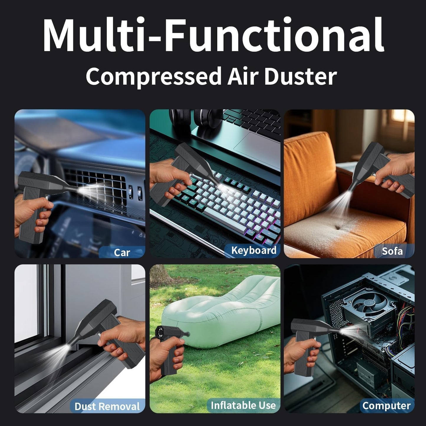 Portable Air Duster Cleaner – 4-Speed Adjustable Cordless Air Blower for PC, Keyboard, Car & Outdoor Cleaning – 110,000 RPM Power