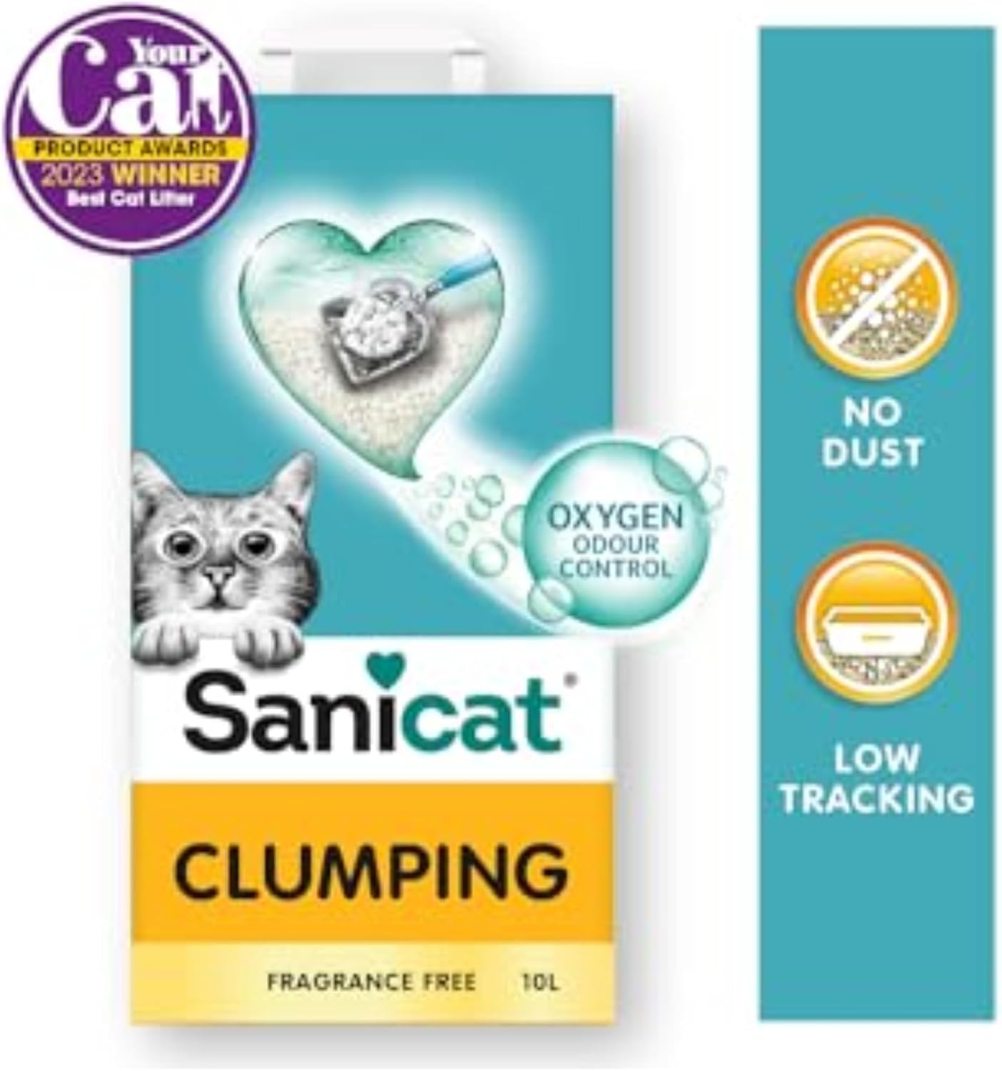 Sanicat - Clumping Unscented Cat Litter | Made of natural minerals with guaranteed odour control | Absorbs moisture and makes cleaning easier | 10 L capacity