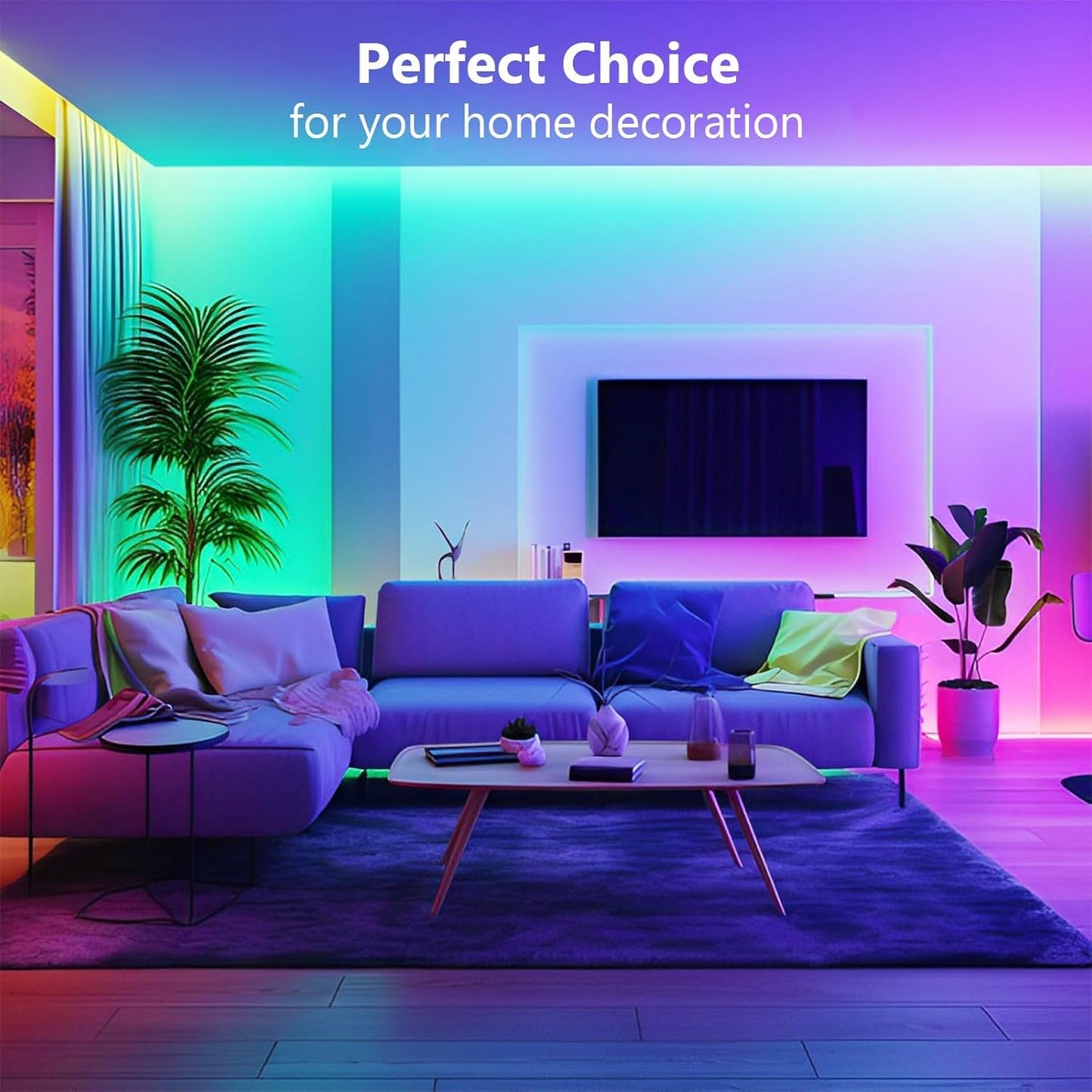 10m RGB LED Strip Lights, Cuttable, Music Sync, Color Changing, Smart App & Remote Control, Flexible LED Lights for Room Decoration